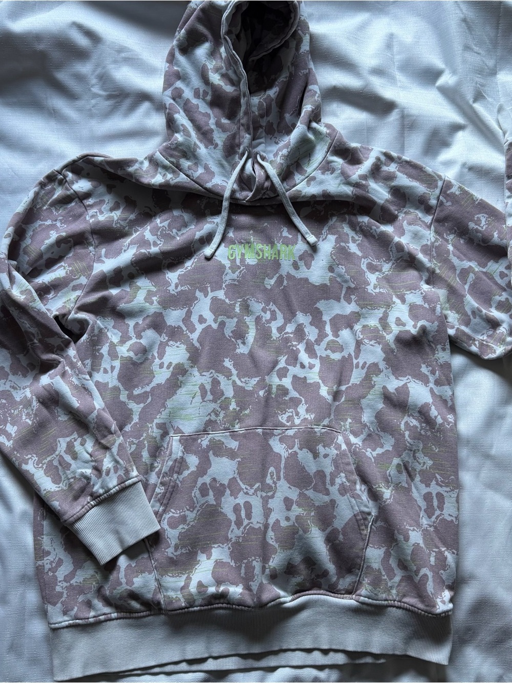 Gymshark hoodie in size M. Purple and gray camouflage print